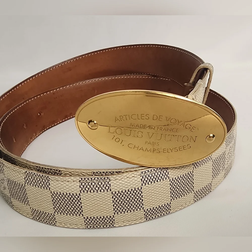 Louis Vuitton Damier Azur Canvas Voyage Belt 100/40